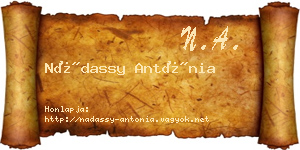 Nádassy Antónia névjegykártya